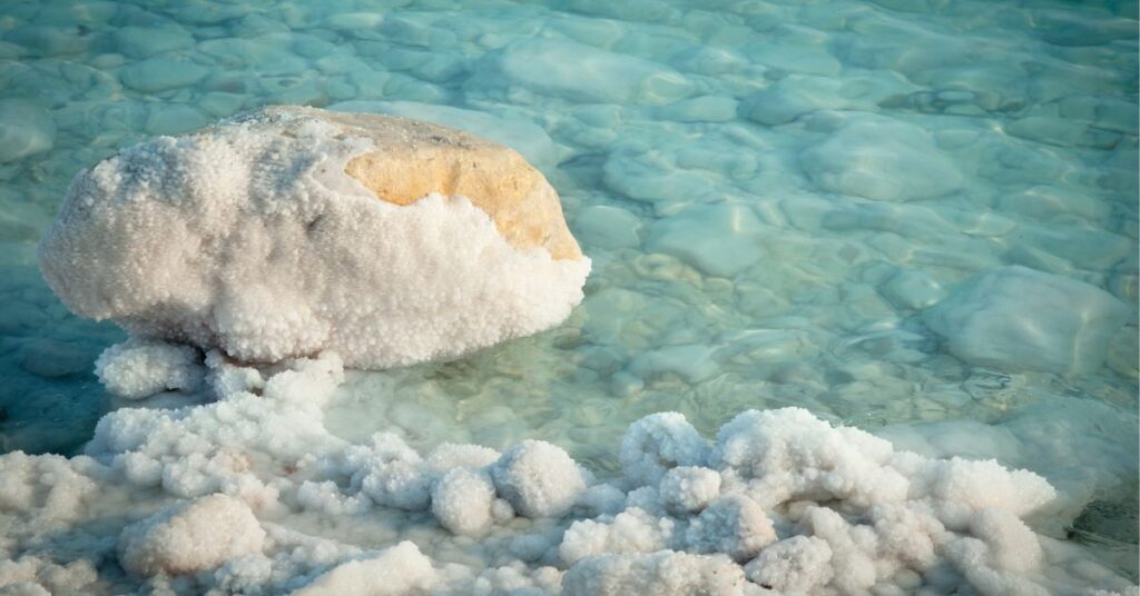 image shows sea salt in sea